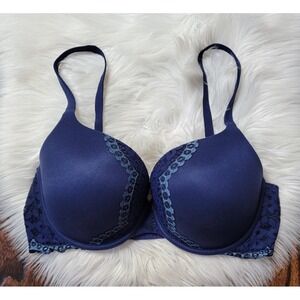 Victoria Secret Body by Victoria Perfect Shape Bra size 36DD Push Up Navy Blue